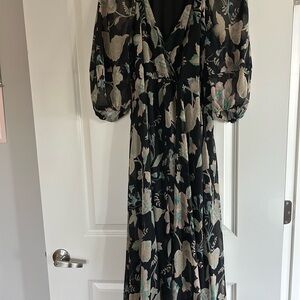 Long Floral Black Dress